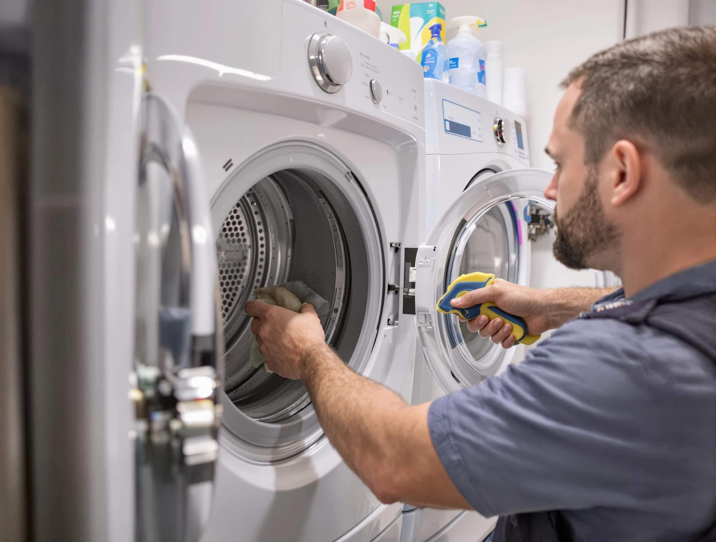 Sun Lakes Dryer Vent Cleaning specialist removing lint buildup from a dryer lint trap system in Sun Lakes