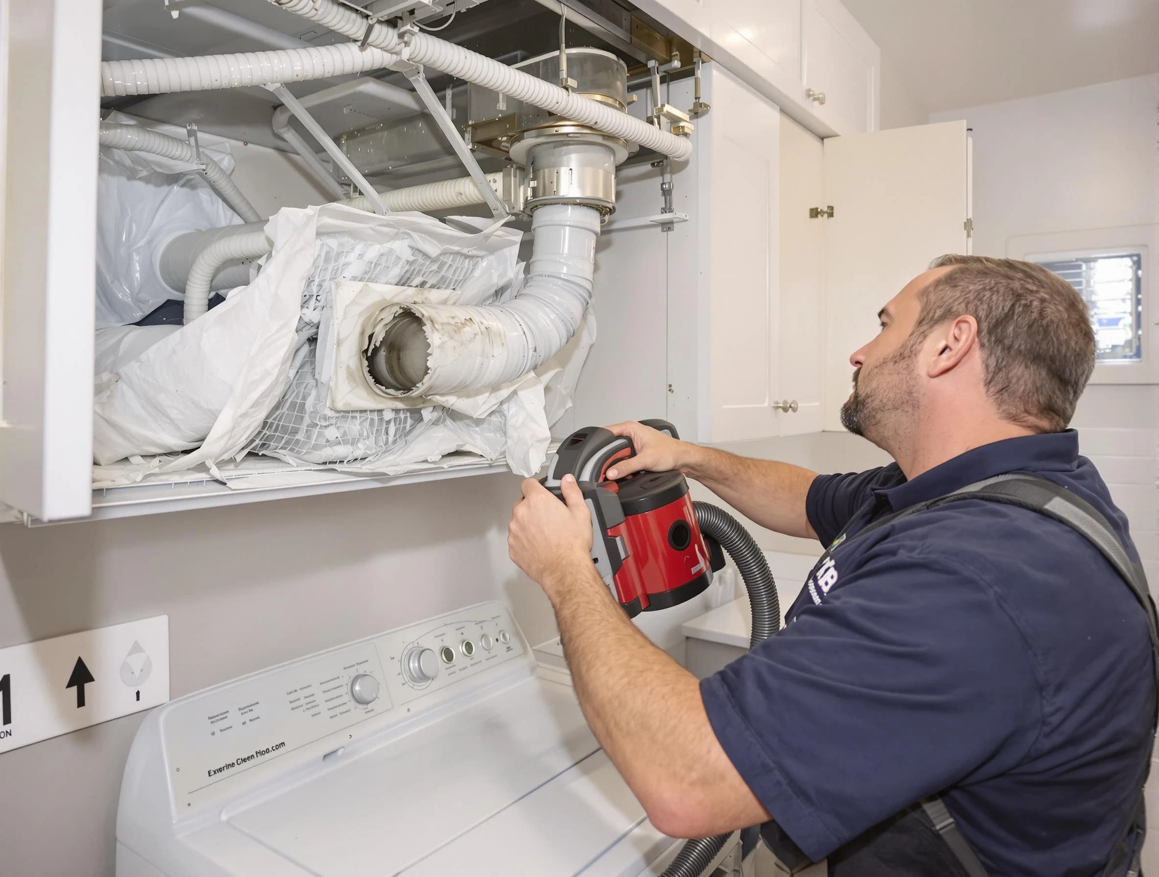 Sun Lakes Dryer Vent Cleaning technician performing professional exhaust vent cleaning at a residential property in Sun Lakes