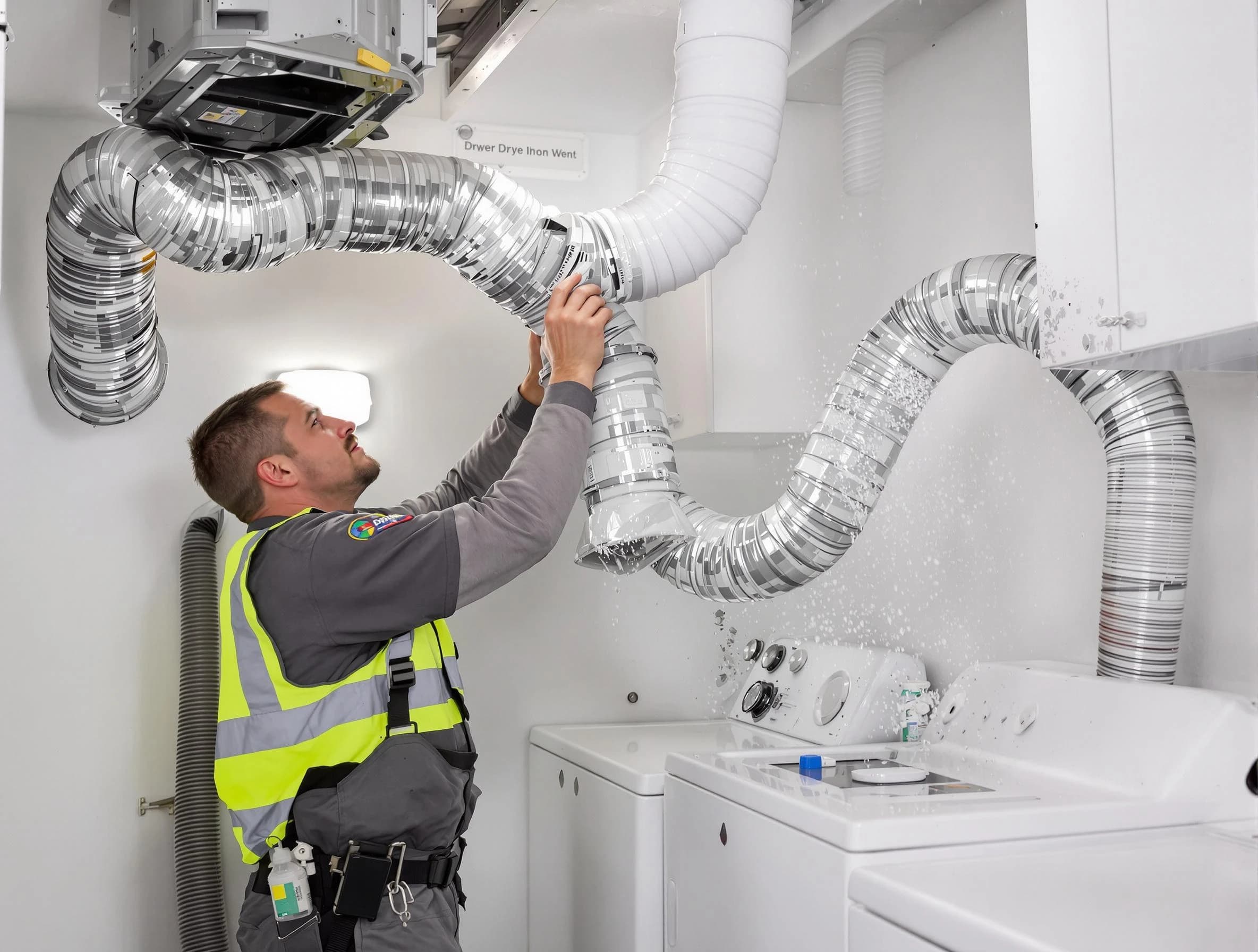 Sun Lakes Dryer Vent Cleaning technician performing detailed dryer exhaust vent cleaning at a home in Sun Lakes