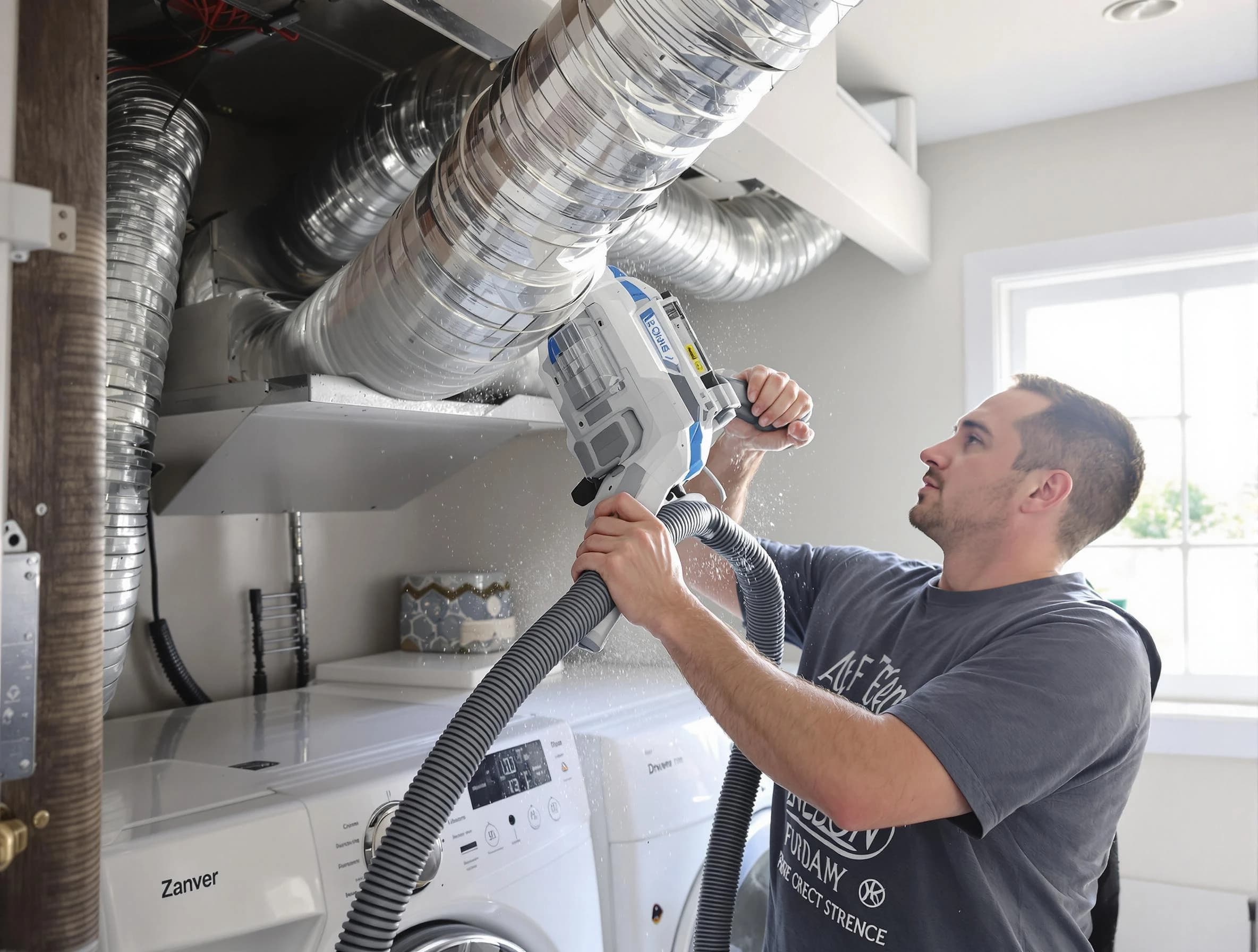 Sun Lakes Dryer Vent Cleaning specialist cleaning deep within a dryer vent duct system in Sun Lakes