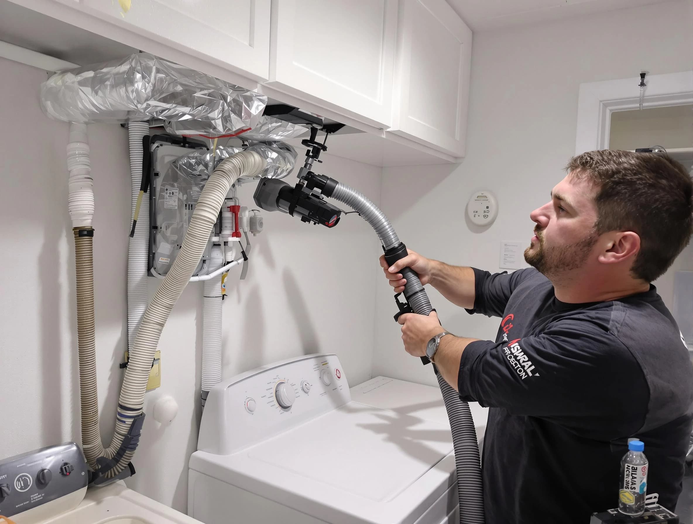 Sun Lakes Dryer Vent Cleaning certified technician performing safety-focused gas dryer vent cleaning in Sun Lakes