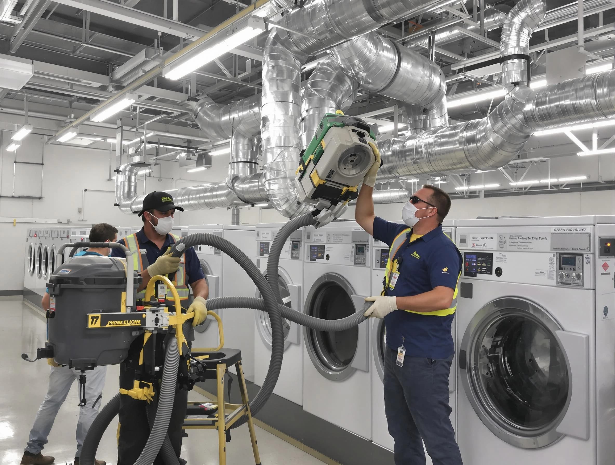 Sun Lakes Dryer Vent Cleaning team cleaning large-scale industrial dryer vent systems at a facility in Sun Lakes