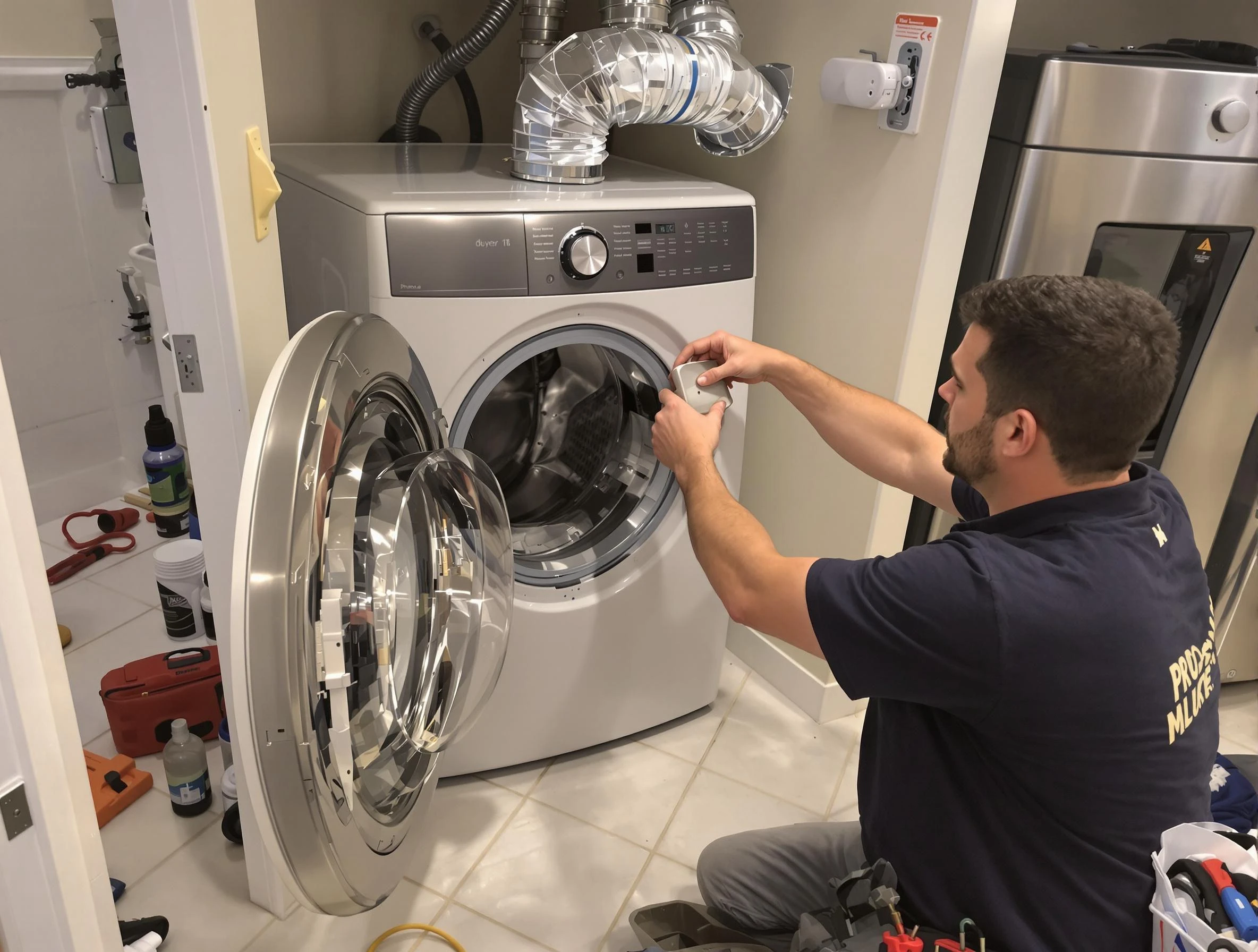 Sun Lakes Dryer Vent Cleaning technician performing precise dryer vent hose installation in Sun Lakes